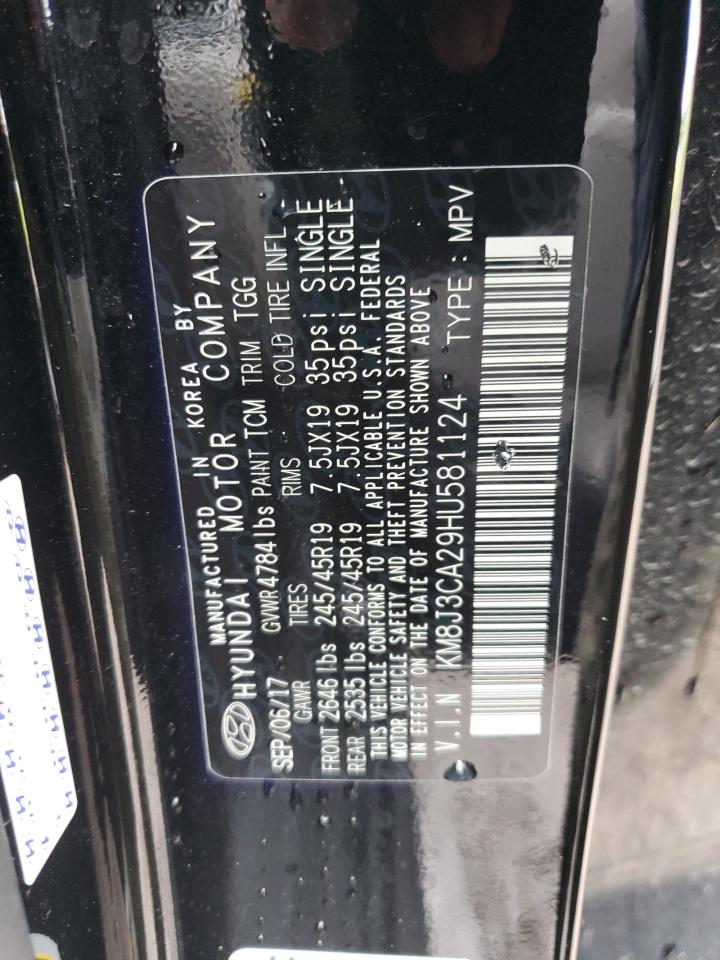 2017 Hyundai Tucson Limited VIN: KM8J3CA29HU581124 Lot: 71678465