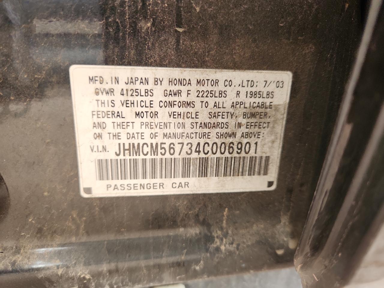 2004 Honda Accord Ex VIN: JHMCM56734C006901 Lot: 82143785