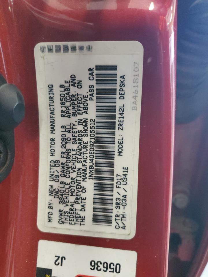 2009 Toyota Corolla Base VIN: 1NXBU40E09Z105512 Lot: 81205695