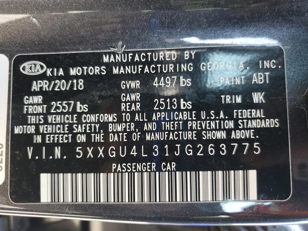 2018 Kia Optima Ex VIN: 5XXGU4L31JG263775 Lot: 71544835