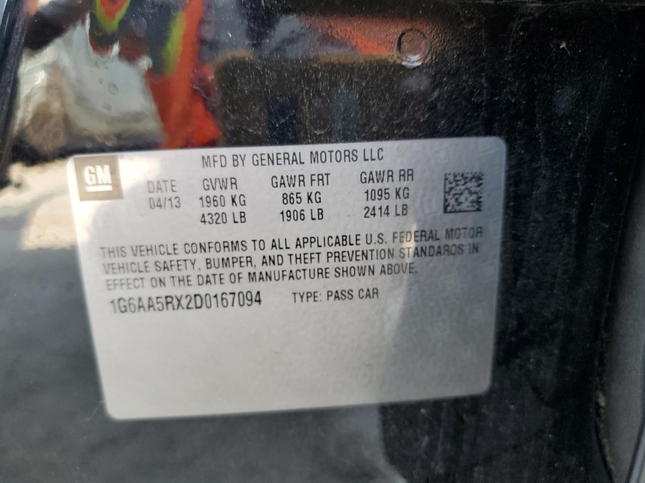 2013 Cadillac Ats VIN: 1G6AA5RX2D0167094 Lot: 81040275