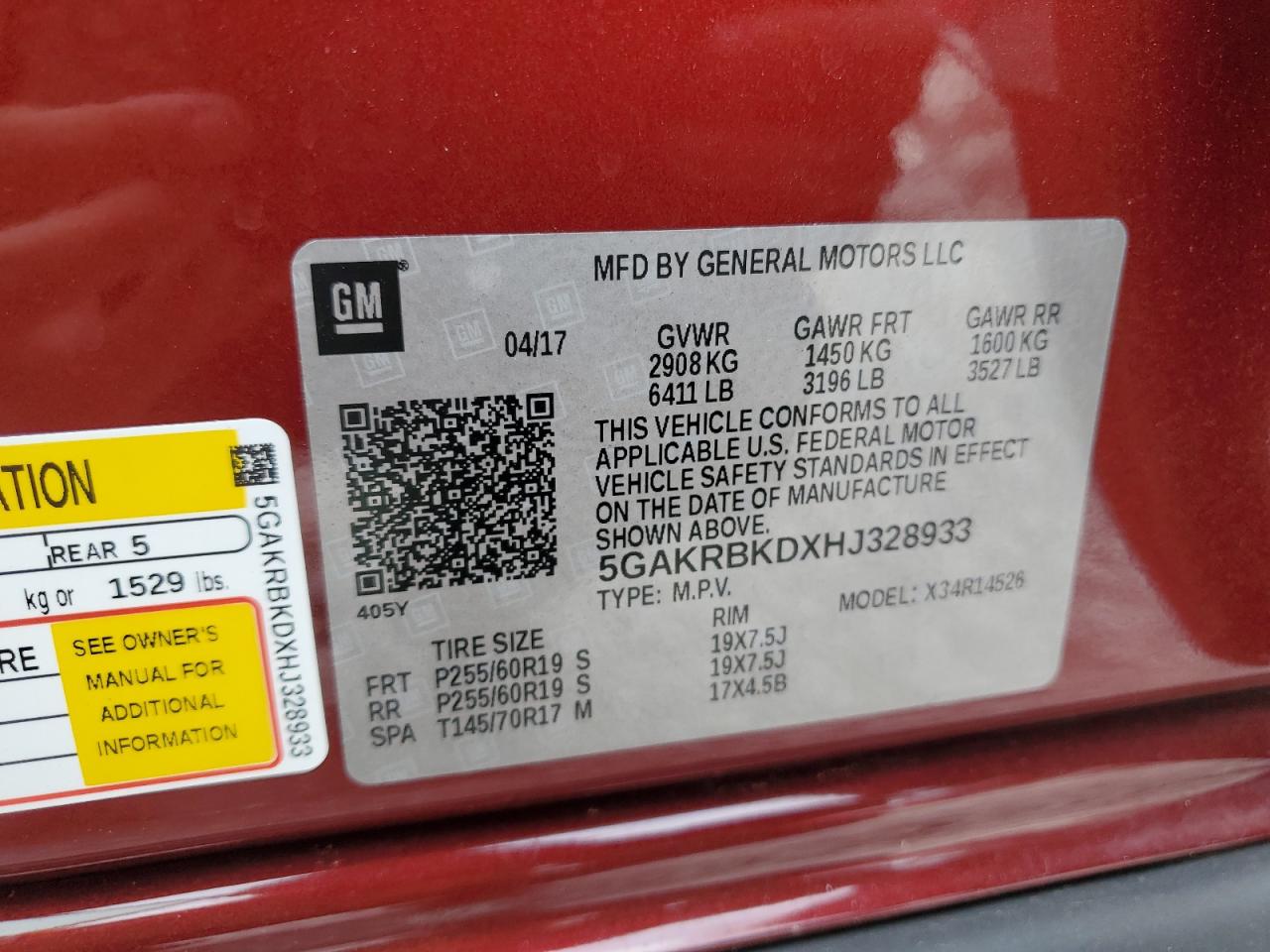 2017 Buick Enclave VIN: 5GAKRBKDXHJ328933 Lot: 84606105