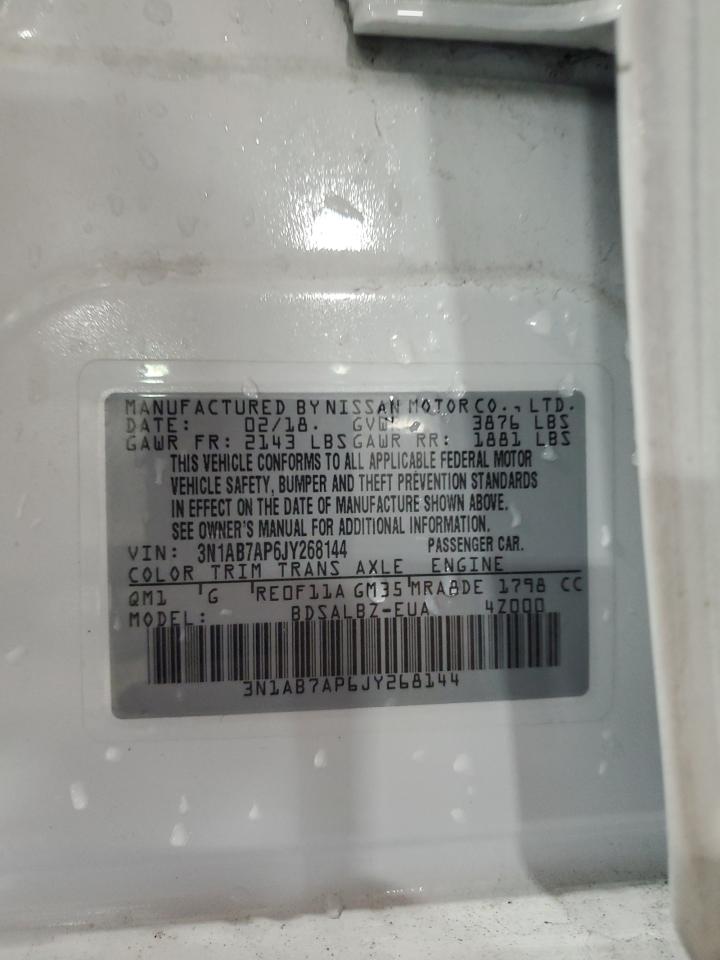 2018 Nissan Sentra S VIN: 3N1AB7AP6JY268144 Lot: 81481095