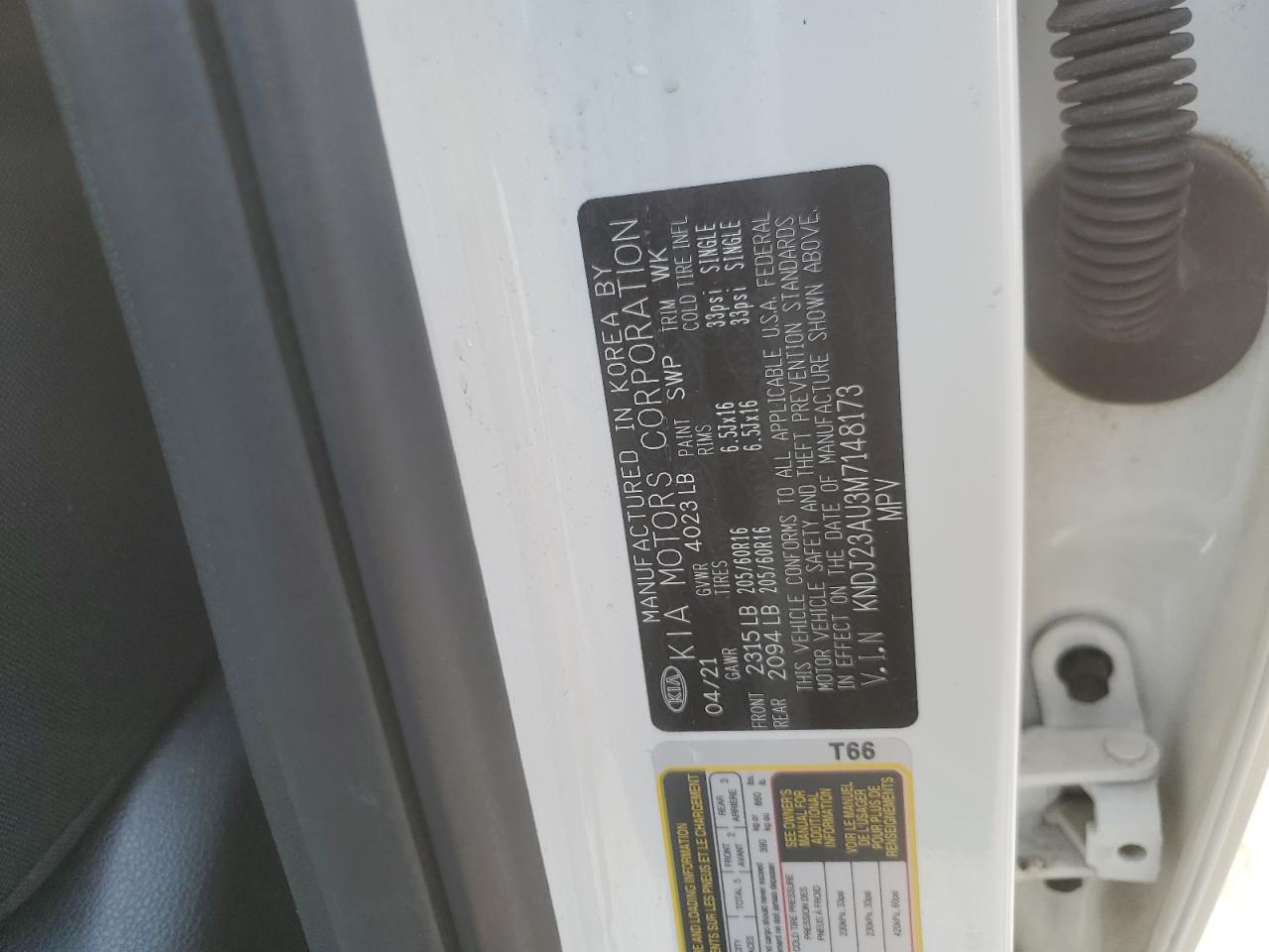 2021 Kia Soul Lx VIN: KNDJ23AU3M7148173 Lot: 70941575