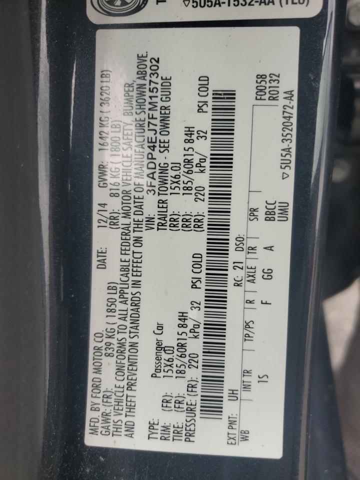 2015 Ford Fiesta Se VIN: 3FADP4EJ7FM157302 Lot: 80499685