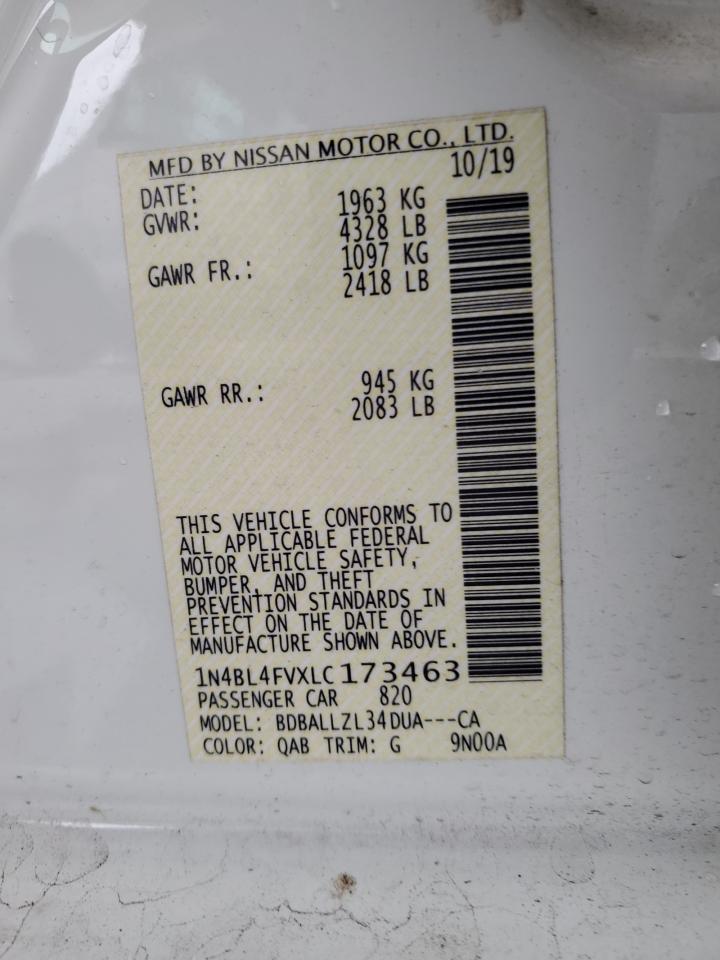 2020 Nissan Altima Platinum VIN: 1N4BL4FVXLC173463 Lot: 80294635