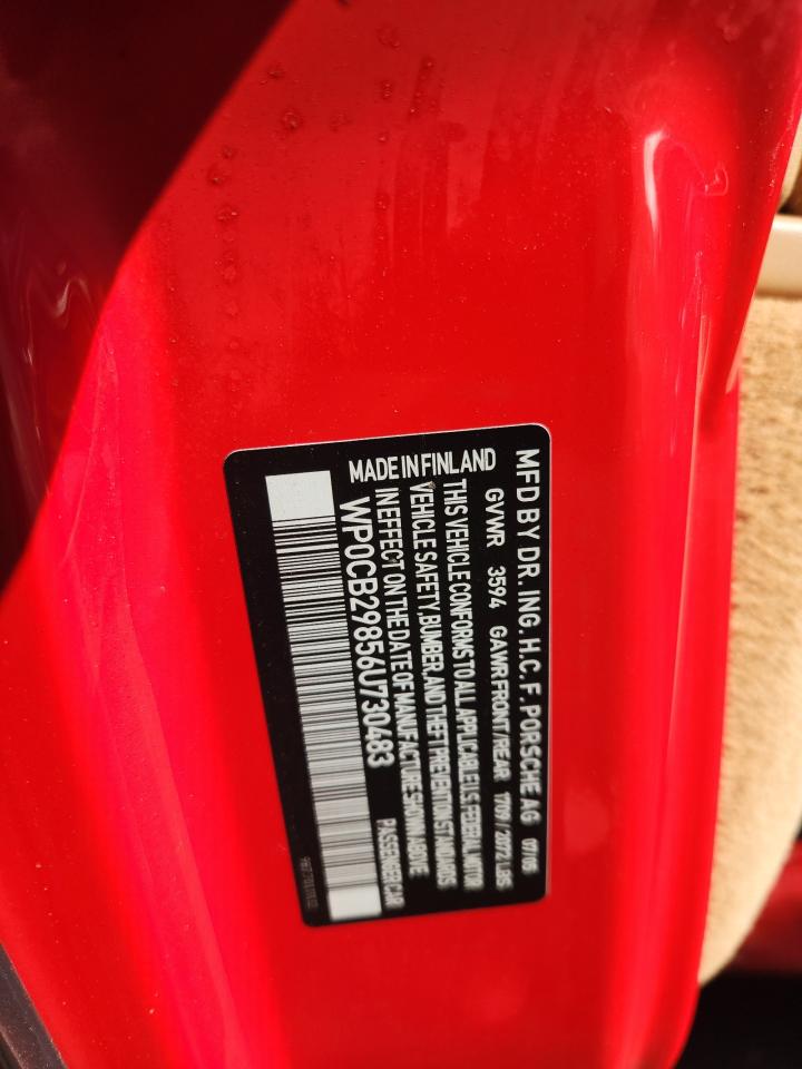 2006 Porsche Boxster S VIN: WP0CB29856U730483 Lot: 84398035