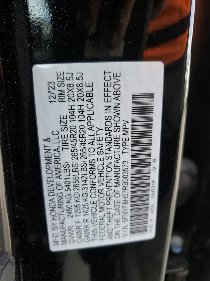 2024 Honda Passport Exl VIN: 5FNYF8H57RB003573 Lot: 84820575
