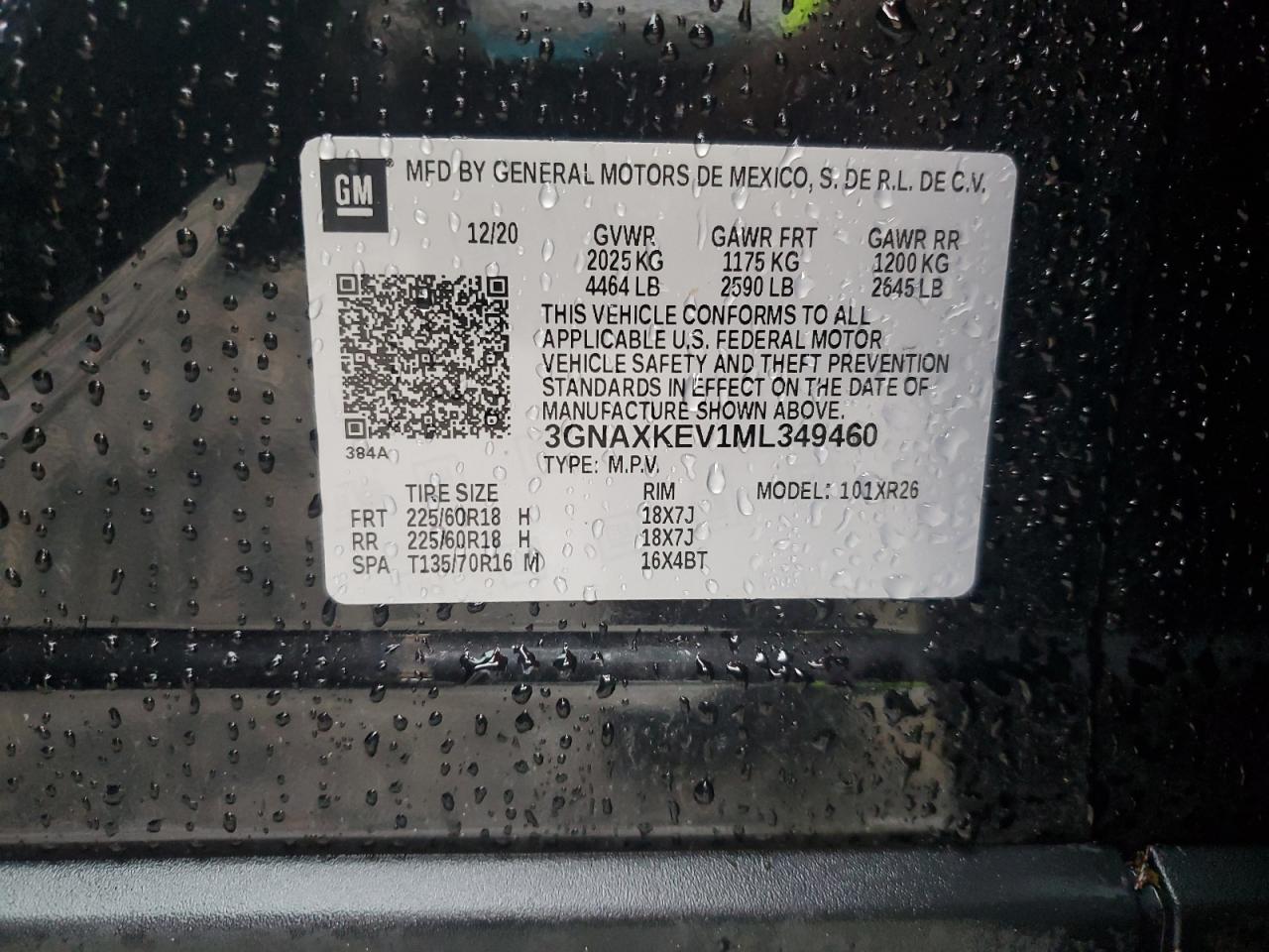 2021 Chevrolet Equinox Lt VIN: 3GNAXKEV1ML349460 Lot: 80030785