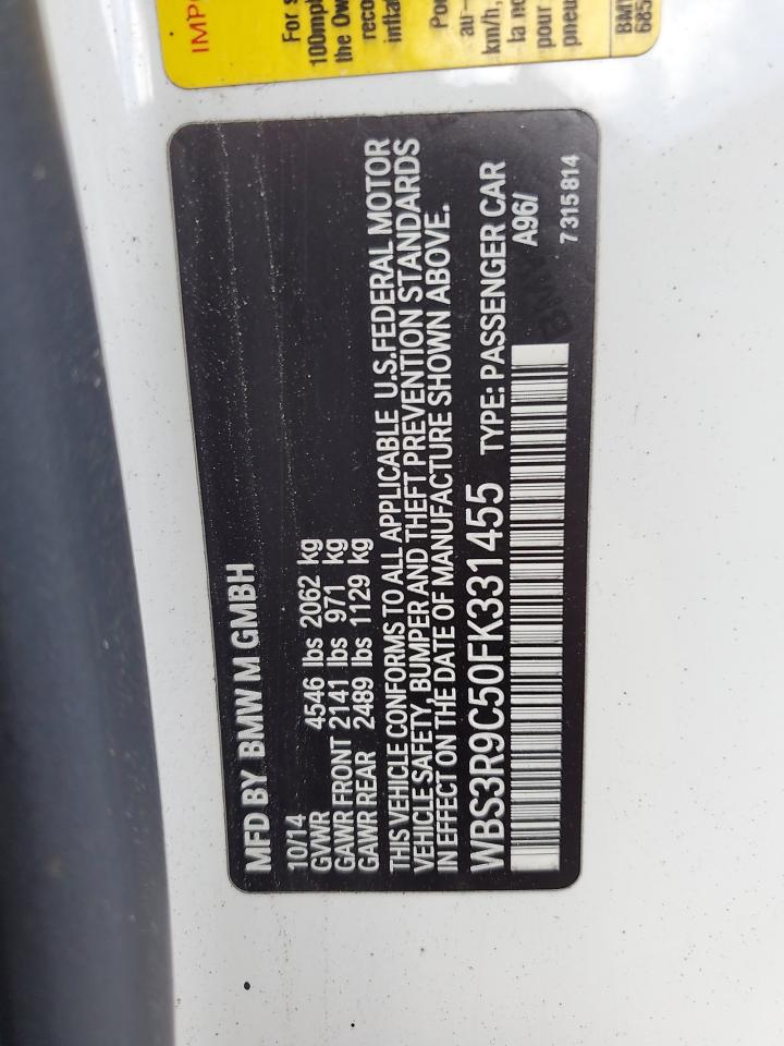 2015 BMW M4 VIN: WBS3R9C50FK331455 Lot: 69216525