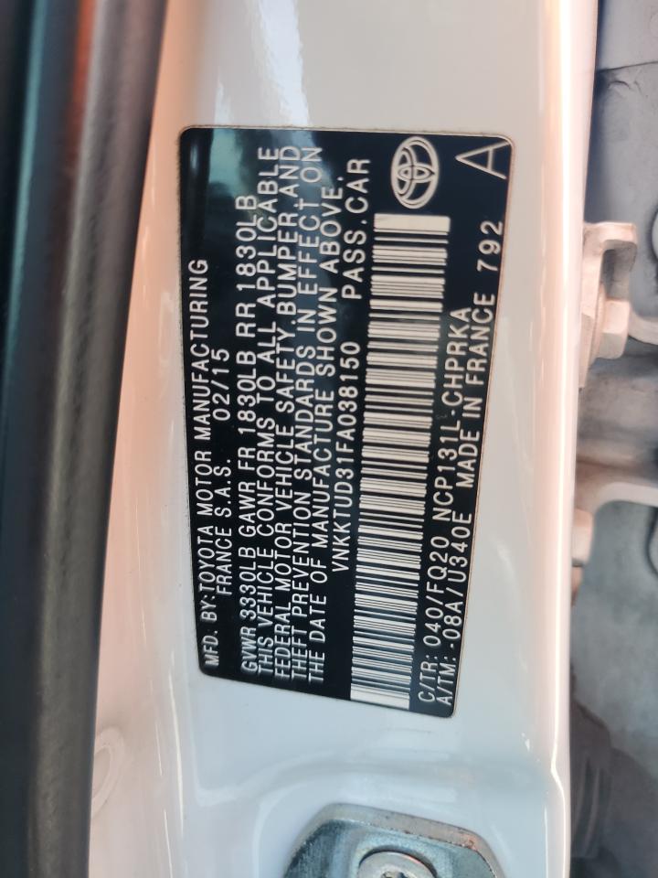 2015 Toyota Yaris VIN: VNKKTUD31FA038150 Lot: 80370965