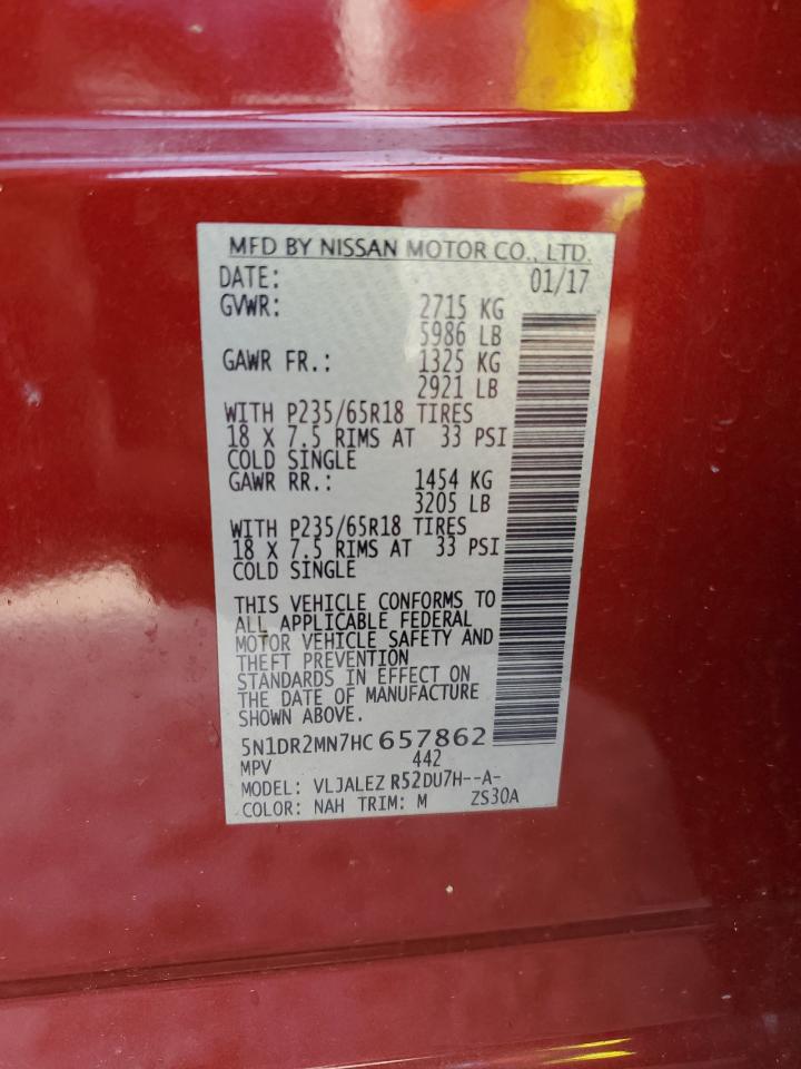 2017 Nissan Pathfinder S VIN: 5N1DR2MN7HC657862 Lot: 80916425