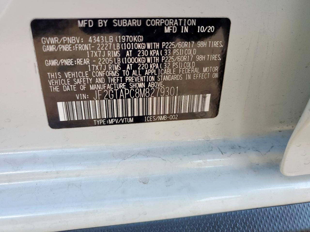 2021 Subaru Crosstrek Premium VIN: JF2GTAPC8M8279301 Lot: 80645305