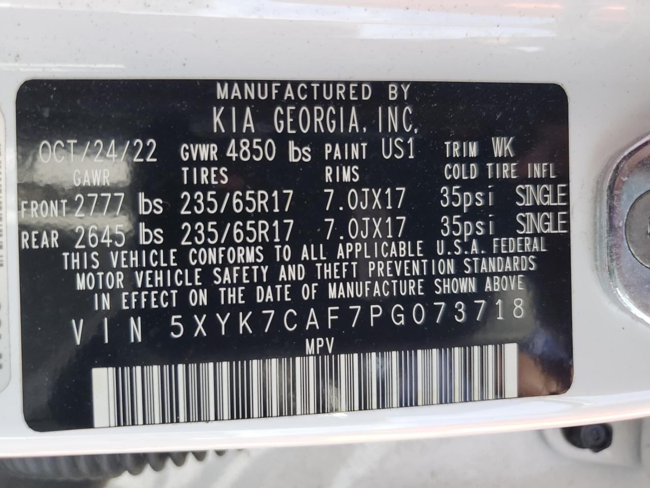 2023 Kia Sportage X-Pro VIN: 5XYK7CAF7PG073718 Lot: 80161895