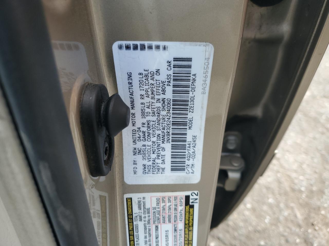 2004 Toyota Corolla Ce VIN: 1NXBR32E24Z340060 Lot: 81784005