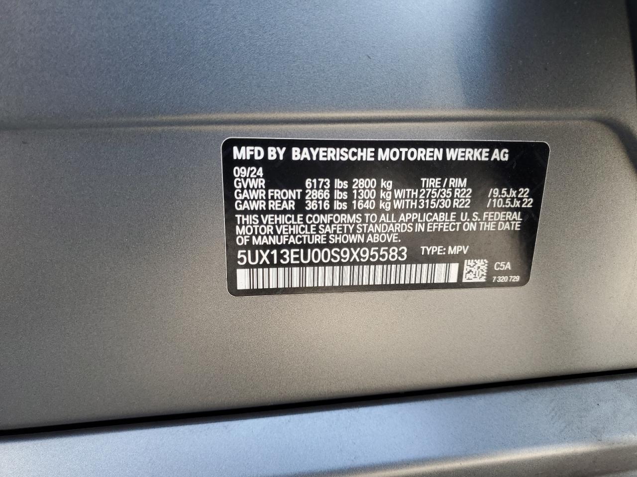 2025 BMW X5 Sdrive 40I VIN: 5UX13EU00S9X95583 Lot: 81310745