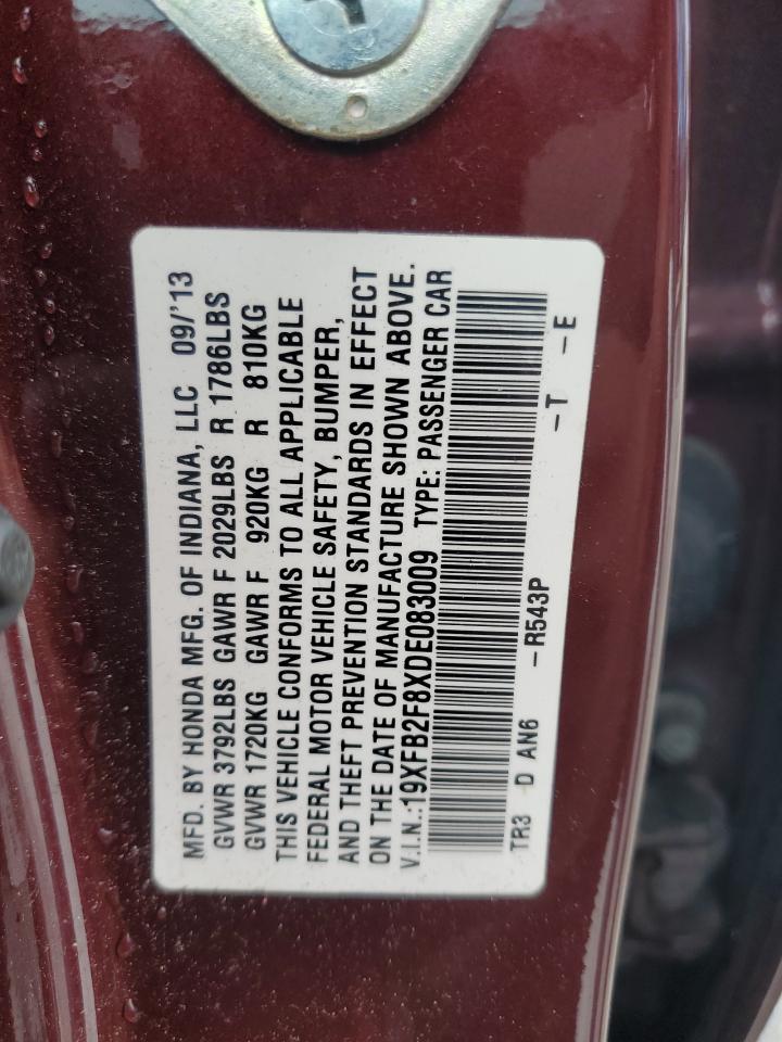 2013 Honda Civic Ex VIN: 19XFB2F8XDE083009 Lot: 80622845