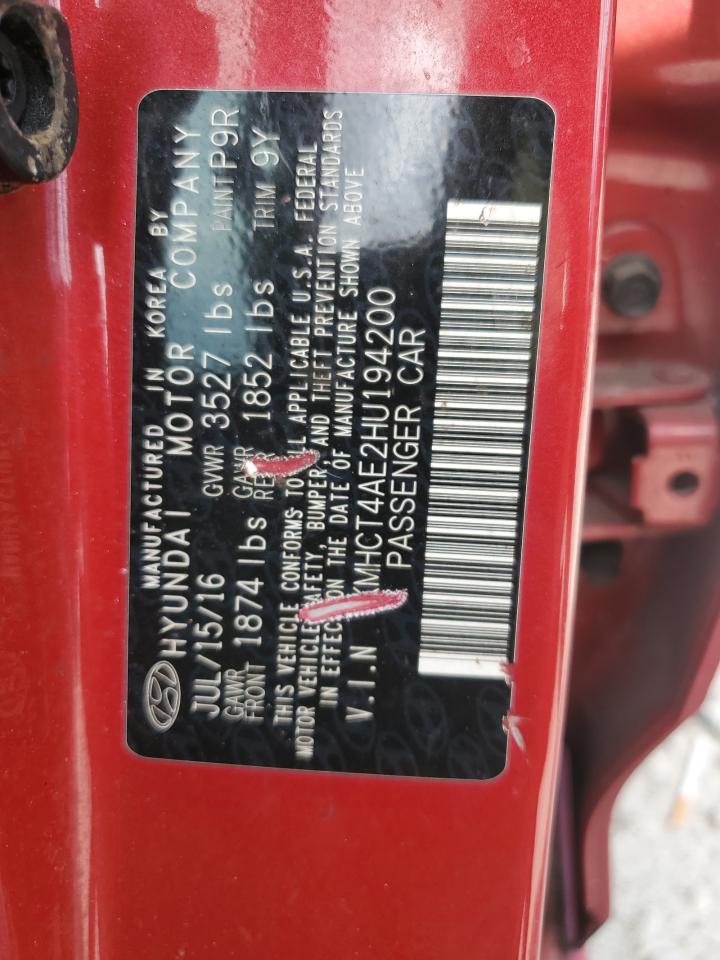 2017 Hyundai Accent Se VIN: KMHCT4AE2HU194200 Lot: 84270305