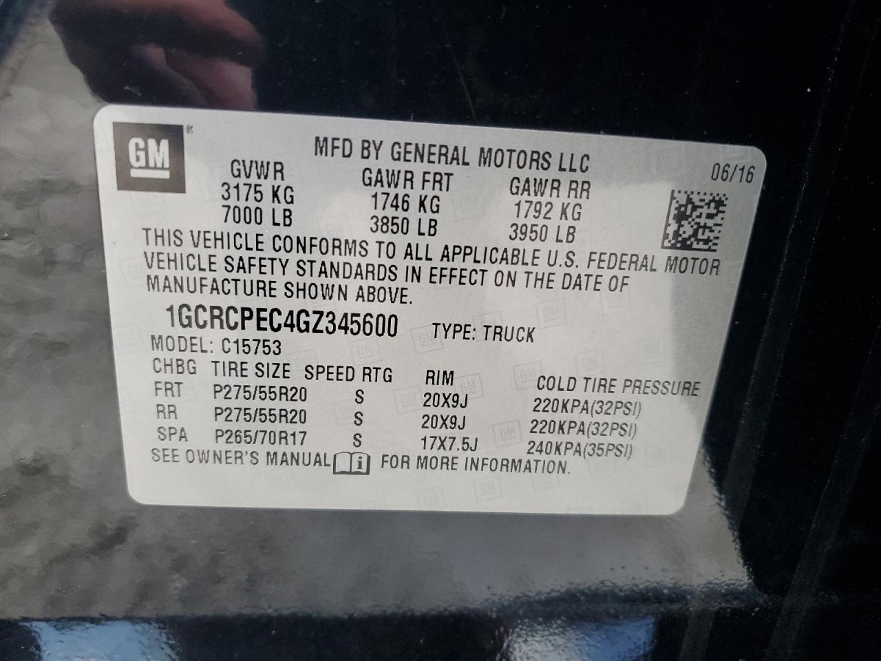 2016 Chevrolet Silverado C1500 Custom VIN: 1GCRCPEC4GZ345600 Lot: 80449515