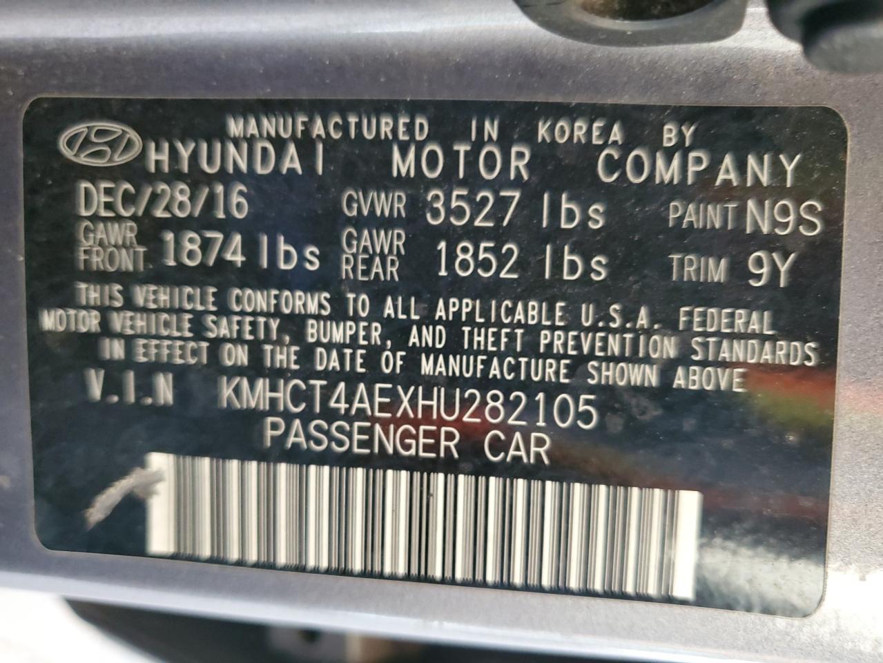 2017 Hyundai Accent Se VIN: KMHCT4AEXHU282105 Lot: 82040805