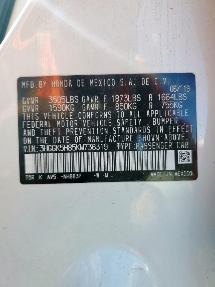 2019 Honda Fit Ex VIN: 3HGGK5H85KM736319 Lot: 84619675