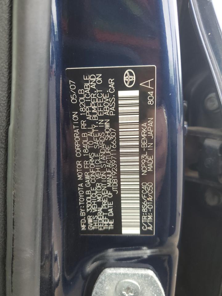 2007 Toyota Yaris VIN: JTDBT923971166307 Lot: 80694975