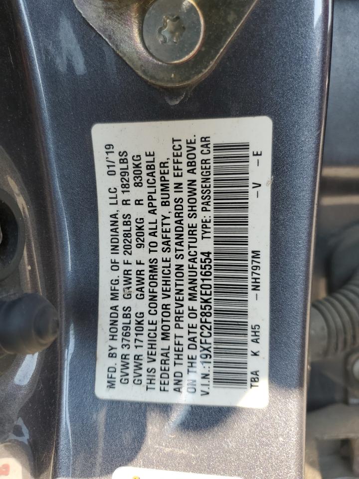 2019 Honda Civic Sport VIN: 19XFC2F85KE016554 Lot: 81245965