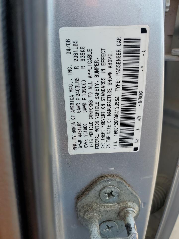 2008 Honda Accord Exl VIN: 1HGCP26888A123554 Lot: 84623345