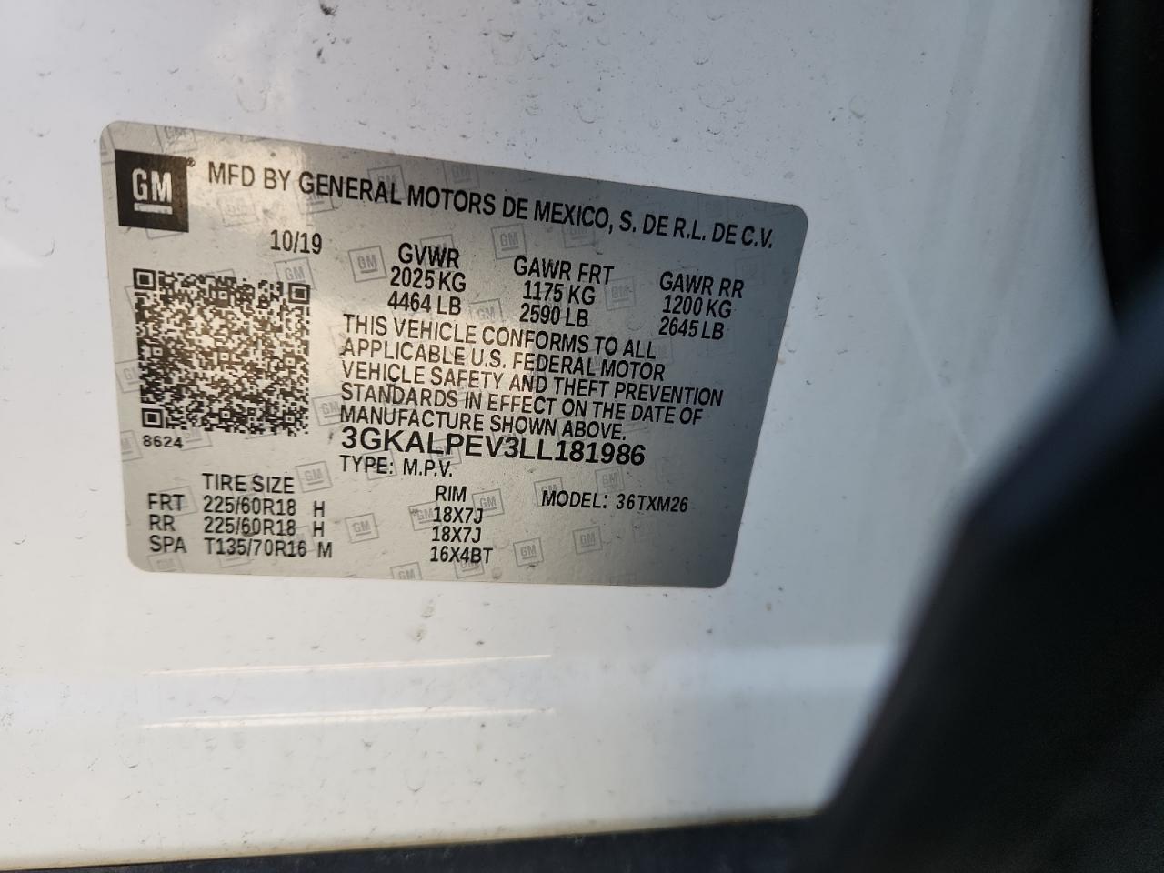 2020 GMC Terrain Slt VIN: 3GKALPEV3LL181986 Lot: 80744565