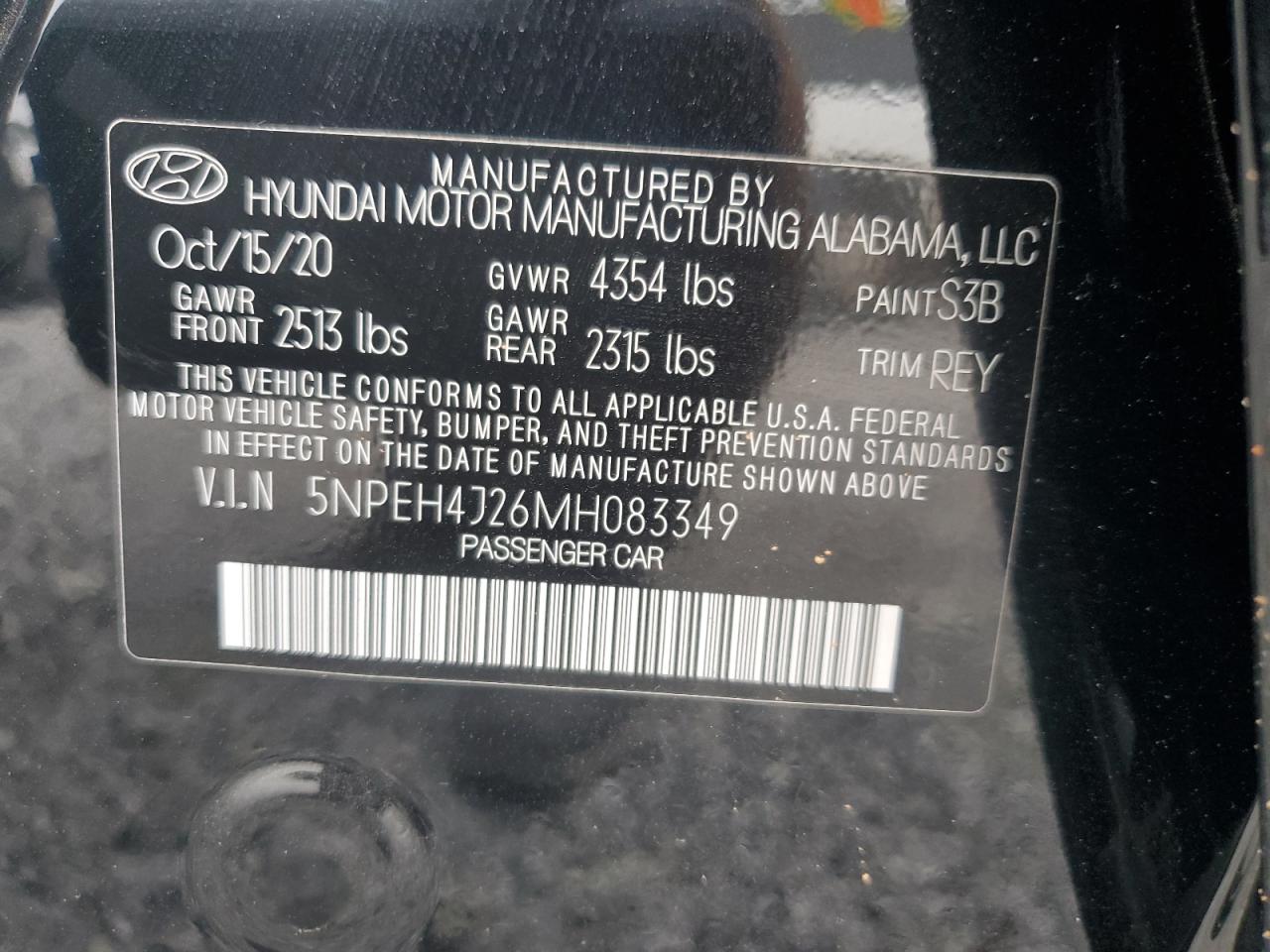 2021 Hyundai Sonata Limited VIN: 5NPEH4J26MH083349 Lot: 83966735