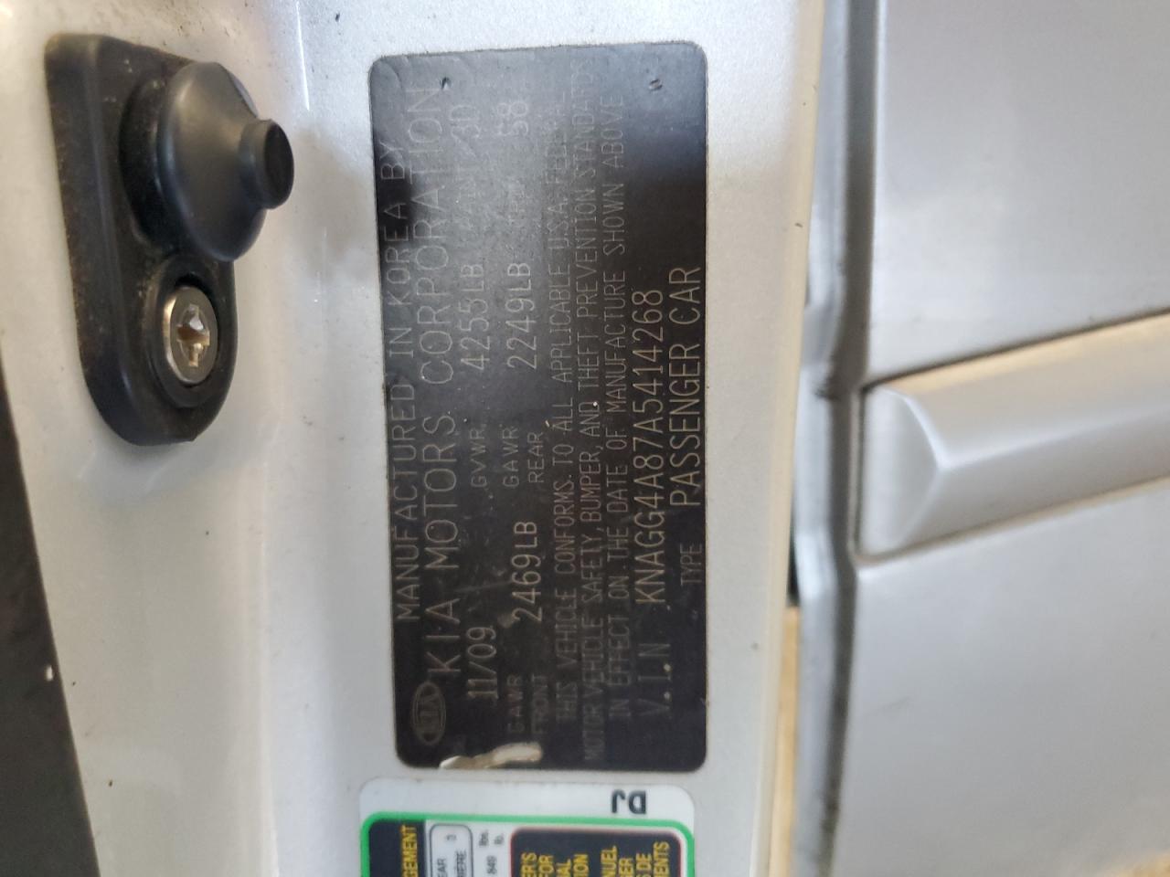 2010 Kia Optima Lx VIN: KNAGG4A87A5414268 Lot: 80197265