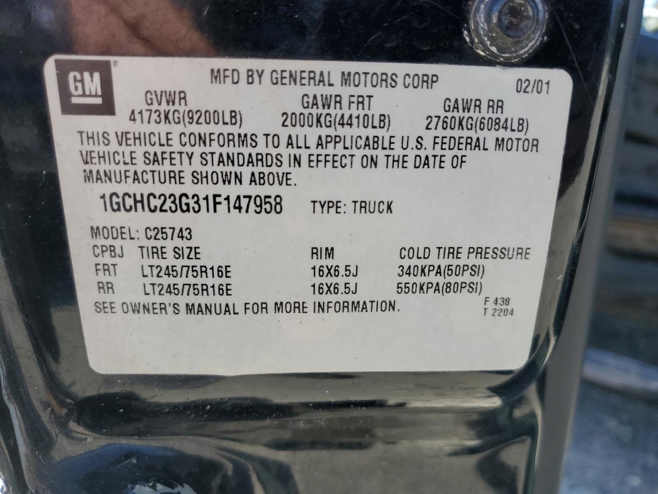 2001 Chevrolet Silverado C2500 Heavy Duty VIN: 1GCHC23G31F147958 Lot: 81145205