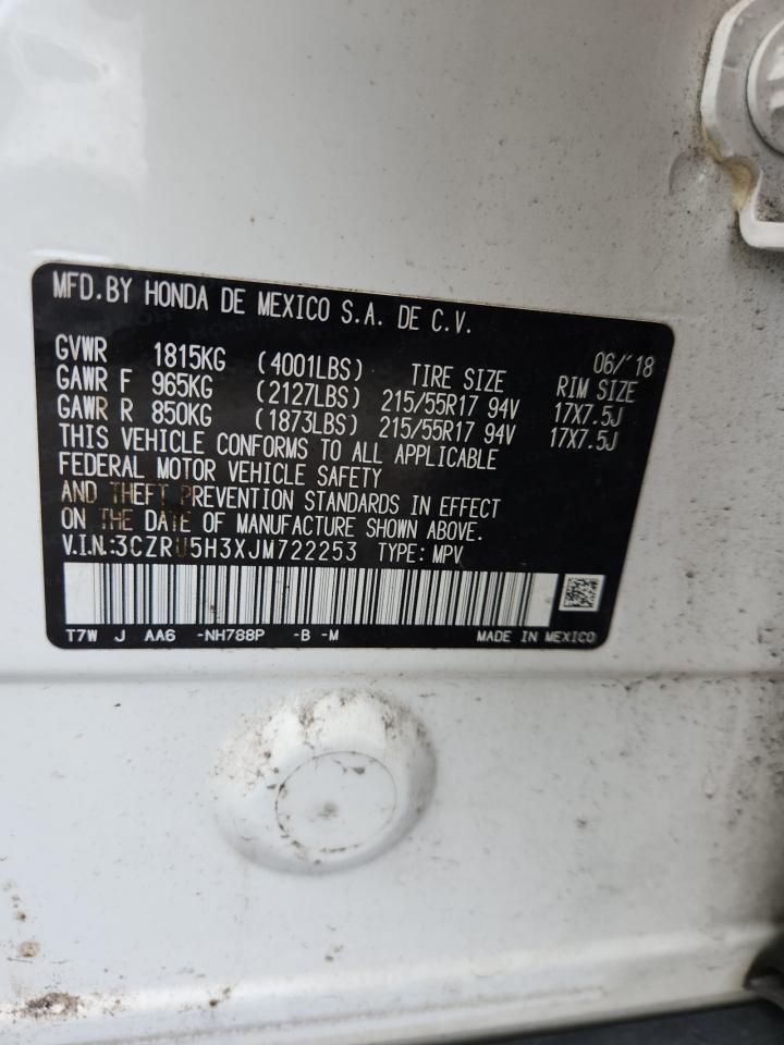 2018 Honda Hr-V Lx VIN: 3CZRU5H3XJM722253 Lot: 84007935