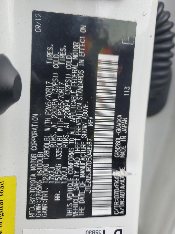 2013 Toyota 4Runner Sr5 VIN: JTEZU5JR7D5048587 Lot: 71477405