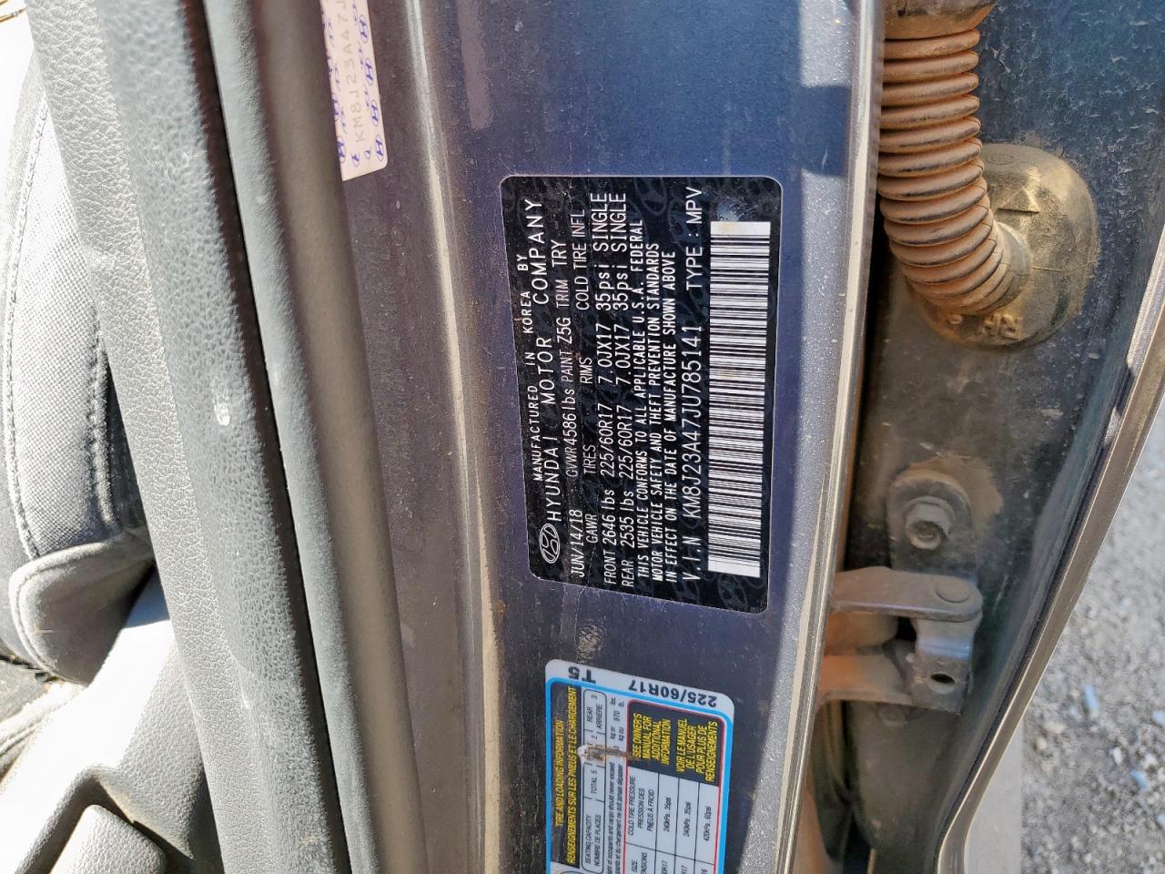 2018 Hyundai Tucson Se VIN: KM8J23A47JU785141 Lot: 69603275