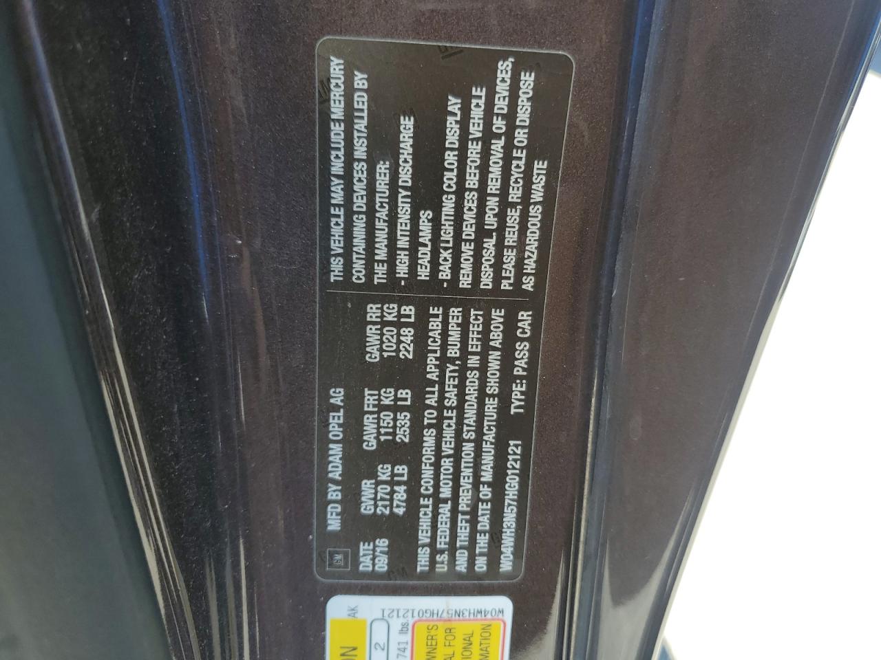 2017 Buick Cascada Premium VIN: W04WH3N57HG012121 Lot: 72097595