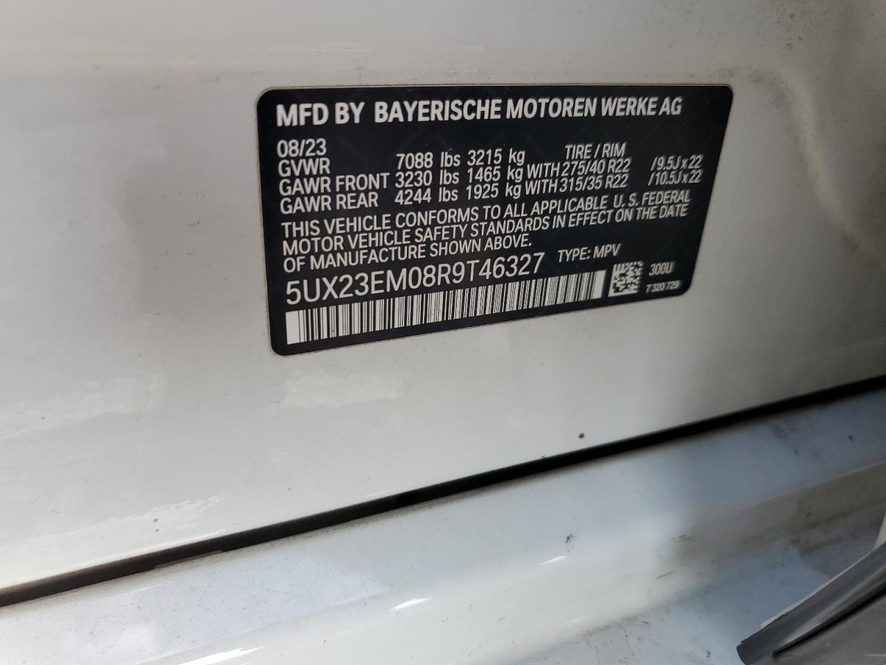 2024 BMW X7 xDrive40I VIN: 5UX23EM08R9T46327 Lot: 81680135