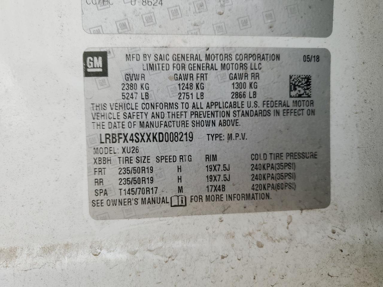 2019 Buick Envision Premium Ii VIN: LRBFX4SXXKD008219 Lot: 81882855