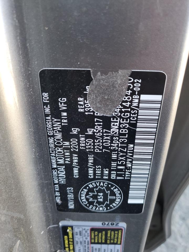 2014 Hyundai Santa Fe Sport VIN: 5XYZT3LB3EG148450 Lot: 81381815