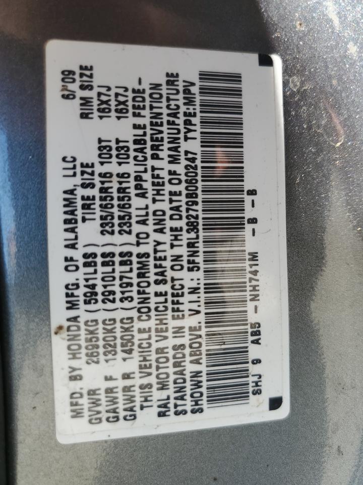 2009 Honda Odyssey Lx VIN: 5FNRL38279B060247 Lot: 72041755