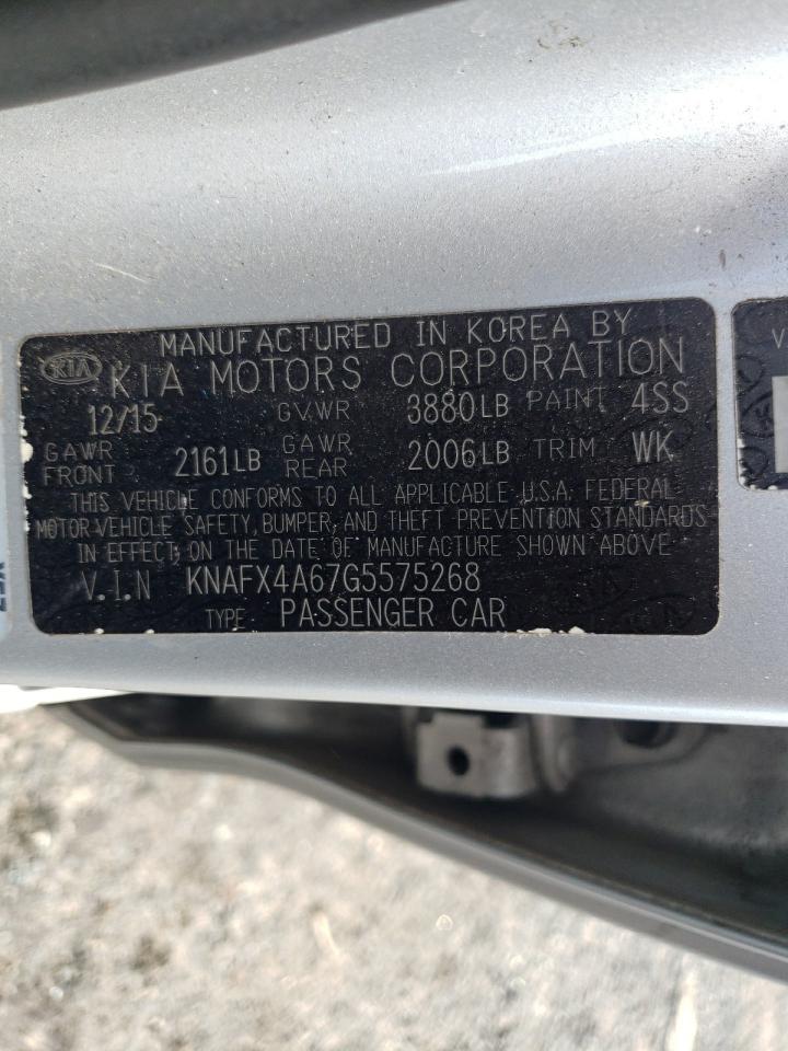 2016 Kia Forte Lx VIN: KNAFX4A67G5575268 Lot: 70707035