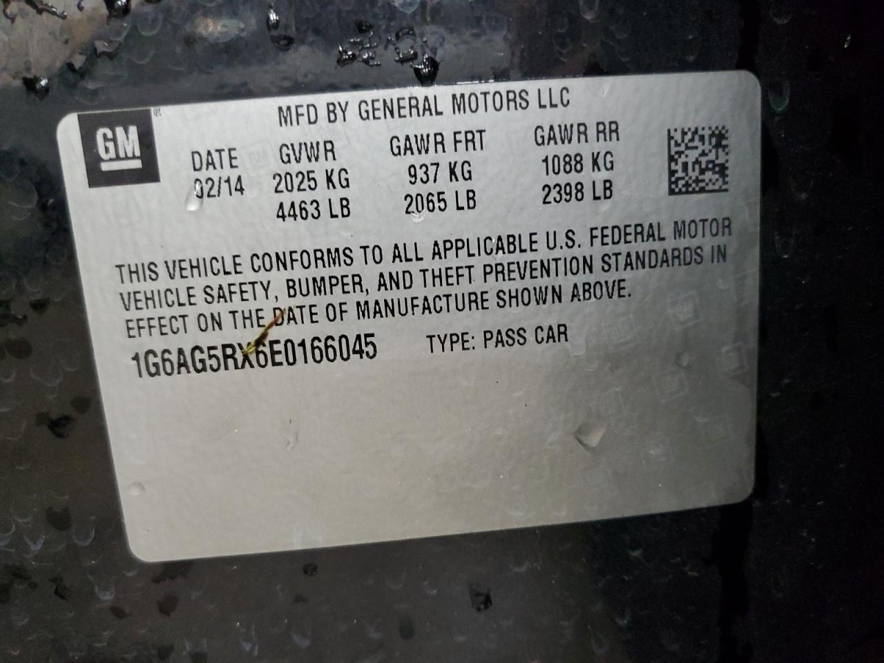 2014 Cadillac Ats VIN: 1G6AG5RX6E0166045 Lot: 80103025