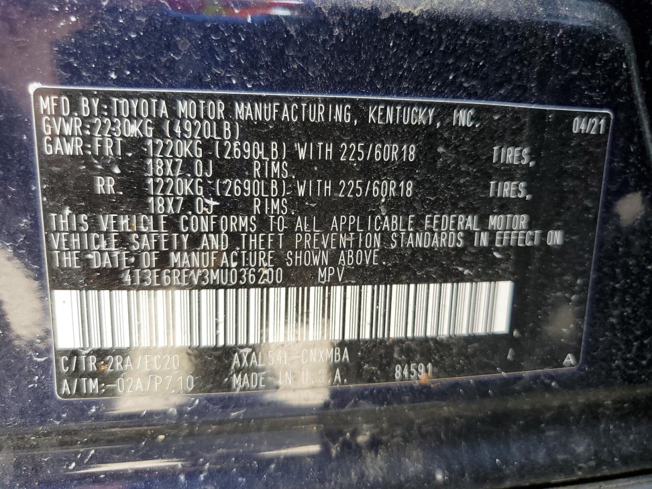 2021 Toyota Rav4 Xse VIN: 4T3E6RFV3MU036200 Lot: 81499675