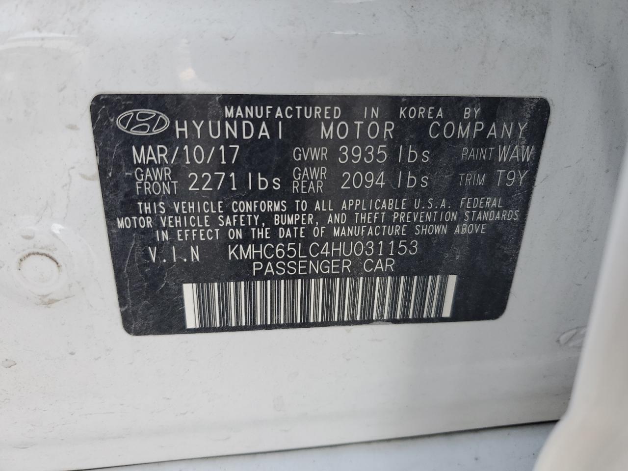 2017 Hyundai Ioniq Blue VIN: KMHC65LC4HU031153 Lot: 80915715