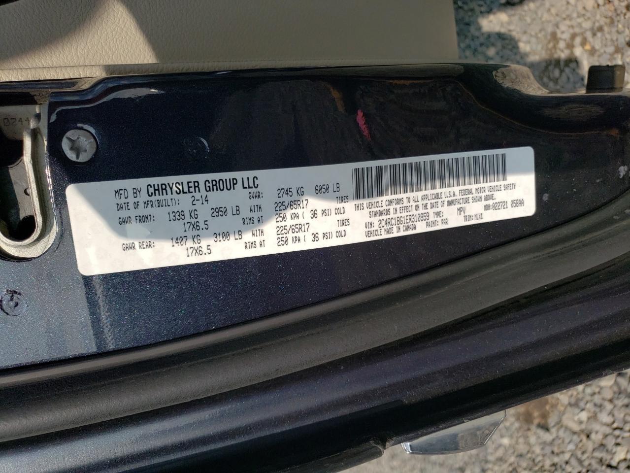 2014 Chrysler Town & Country Touring VIN: 2C4RC1BG1ER310959 Lot: 71749835