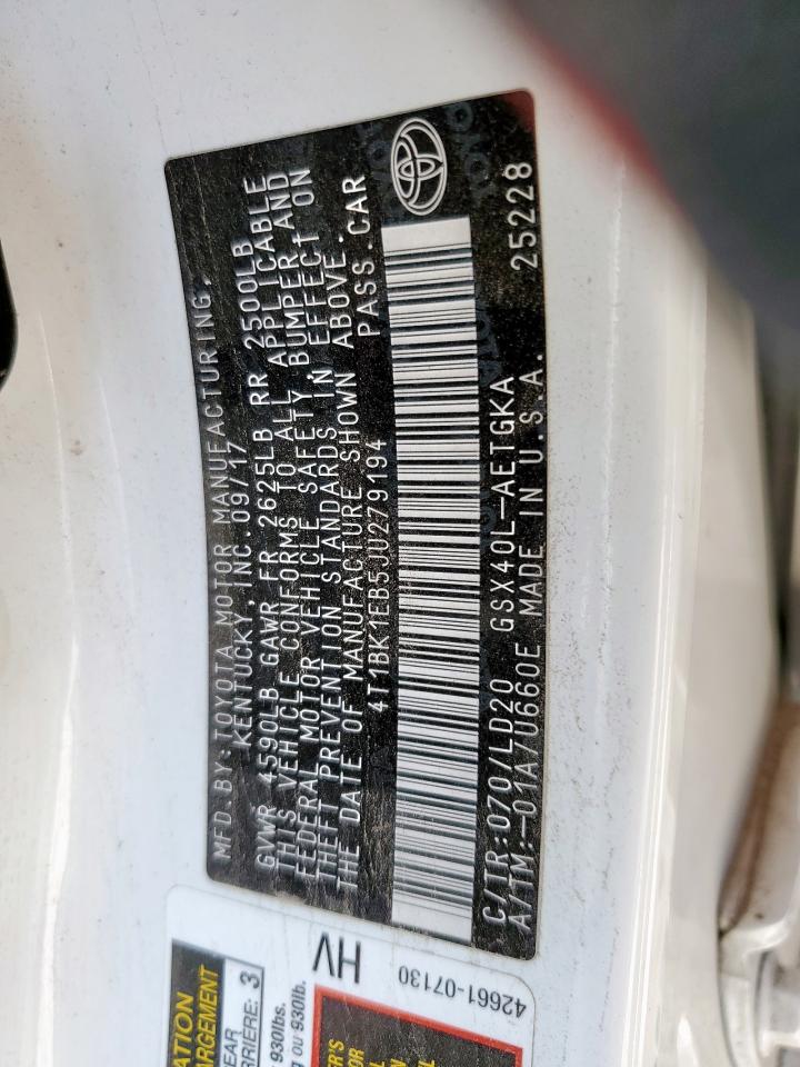 2018 Toyota Avalon Xle VIN: 4T1BK1EB5JU279194 Lot: 71887365