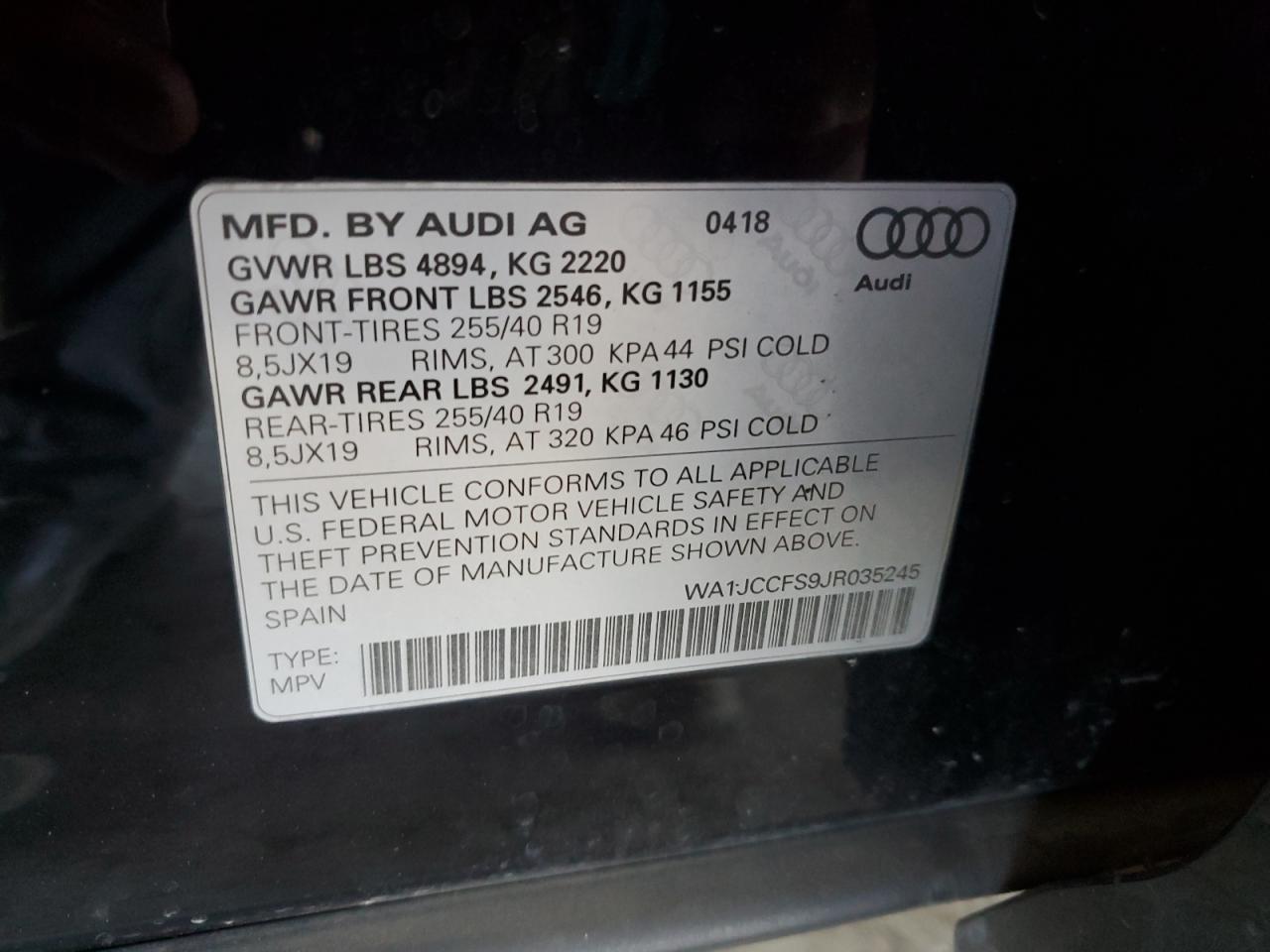 2018 Audi Q3 Premium Plus VIN: WA1JCCFS9JR035245 Lot: 81099365