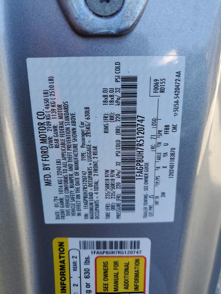 2024 Ford Mustang VIN: 1FAGP8UH7R5120747 Lot: 84216785