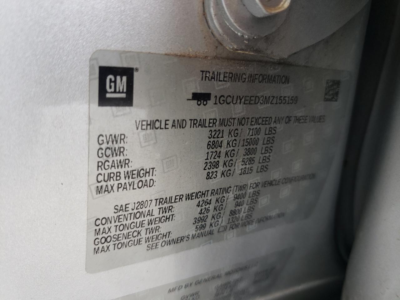 2021 Chevrolet Silverado K1500 Rst VIN: 1GCUYEED3MZ155159 Lot: 71902675