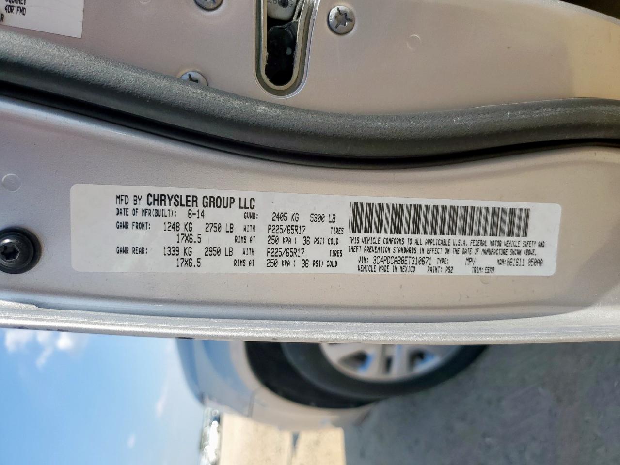 2014 Dodge Journey Se VIN: 3C4PDCAB8ET310671 Lot: 84706245